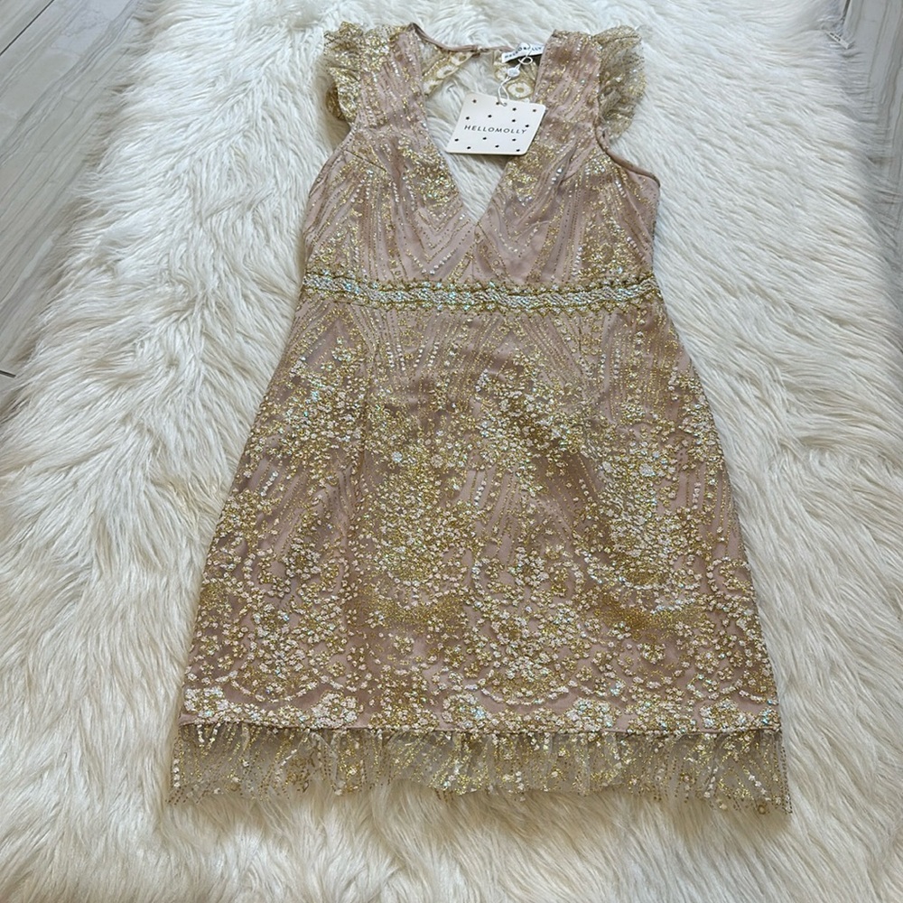 Hello Molly MATCH ME DRESS CHAMPAGNE NWT Size Large - Picture 3 of 12